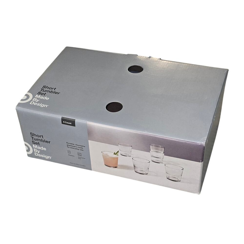 Made By Design Short Tumbler Set 6 Count 12.8 oz Clear Glasses Stackable